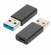 Adaptador USB 3.2, USB A 3.0 para USB C, aluminio