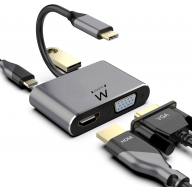 Adaptador USB C Dual Display 4K HDMI e VGA, 15cm