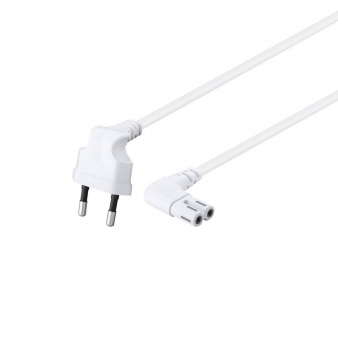 Cabo Alimenta&ccedil;&atilde;o Euro 90&deg; para IEC C7 90&deg;, 1.80m, branco