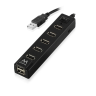 HUB USB 2.0 High Speed de 7 portas com interruptor para Ligar/Desligar