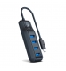 HUB USB 3.2 Gen 1, Type C, 4 portas USB 3.0, Alimentação USB