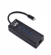 HUB USB 3.2 Gen 1, Type C, 3 Portas USB A + Porta Rede Gigabit, Alimentação USB