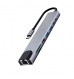 HUB USB 3.2 Gen 1 Type-C para Multiporta 8 em 1, HDMI 4K, PD 87W, USB C, 2xUSB-A, LAN, Leitor Cartões