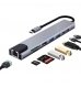 HUB USB 3.2 Gen 1 Type-C para Multiporta 8 em 1, HDMI 4K, PD 87W, USB C, 2xUSB-A, LAN, Leitor Cartões