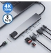 HUB USB 3.2 Gen 1 Type-C para Multiporta 8 em 1, HDMI 4K, PD 87W, USB C, 2xUSB-A, LAN, Leitor Cartões