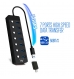 HUB USB 3.0 Gen 1, 7 portas com botão, adaptador corrente, USB A e USB C