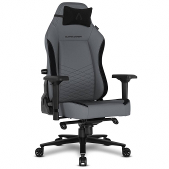 Cadeira Gaming Alpha Gamer Alegra PU Leather Cinza/Preta