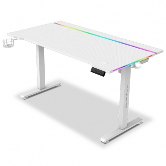 Secret&aacute;ria Elevat&oacute;ria El&eacute;trica Alpha Gamer Zorya RGB (140x72cm) Gaming Station Branca