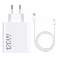 Carregador Xiaomi Hypercharge Combo USB-A 120W Branco + Cabo USB-A p/ USB-C 1m