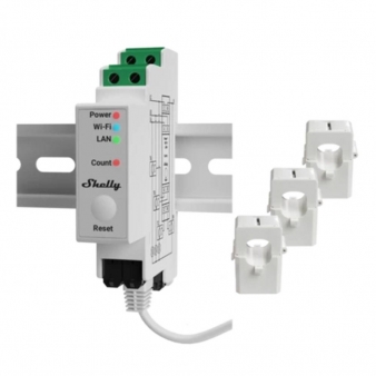 M&oacute;dulo Automa&ccedil;&atilde;o Shelly Pro 3EM - Medidor de Energia Avan&ccedil;ado de 3 Fases - Calha DIN