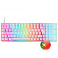Teclado Mec&acirc;nico Mars Gaming MKULTRA White 96% Full RGB Chroma PT Outemu Blue Switches