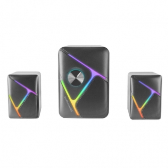 Colunas Mars Gaming MS-H21 Gaming Stereo 2.1 RGB 3D Surround 35W Peak Pretas