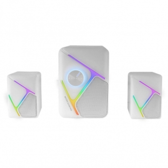 Colunas Mars Gaming MS-H21 Gaming Stereo 2.1 RGB 3D Surround 35W Peak Brancas