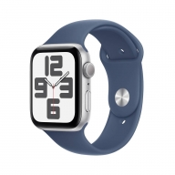 Apple Watch SE (2024) GPS 44mm Alumínio Prateado c/ Bracelete Desportiva Azul Denim - Medium/Large