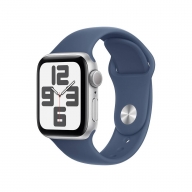 Apple Watch SE (2024) GPS 40mm Alumínio Prateado c/ Bracelete Desportiva Azul Denim - Small/Medium