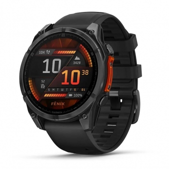 Smartwatch Garmin Fēnix 8 47mm Amoled Silicone Cinzento Ard&oacute;sia com Bracelete Preta em Silicone