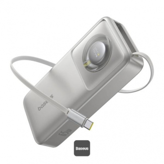 Powerbank Baseus Free2Pull Fast Charger 65W 20000mAh Cinzenta c/ Cabo USB-C Integrado