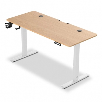 Secret&aacute;ria Elevat&oacute;ria El&eacute;trica Offy Ryva (140x60cm) Branca/Madeira (Oak)